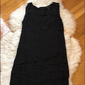 BCBG BLACK TIERED SILKY DRESS